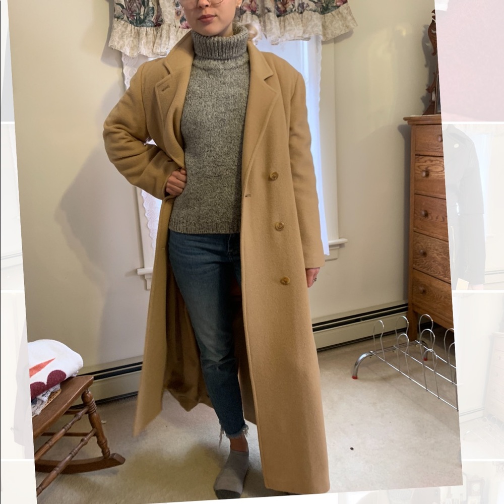 100% real camel trench coat